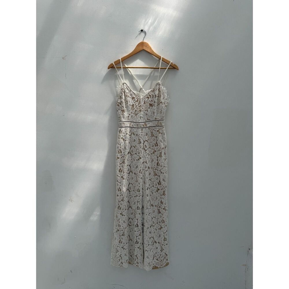 Altar'd State "Gabbie" Ivory Lace Wide-Leg Jumpsuit - Size S